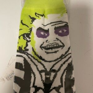 Graphic Beetlejuice Men's Socks - Neon Green and Purple